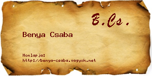 Benya Csaba névjegykártya