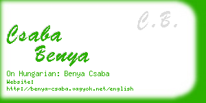 csaba benya business card